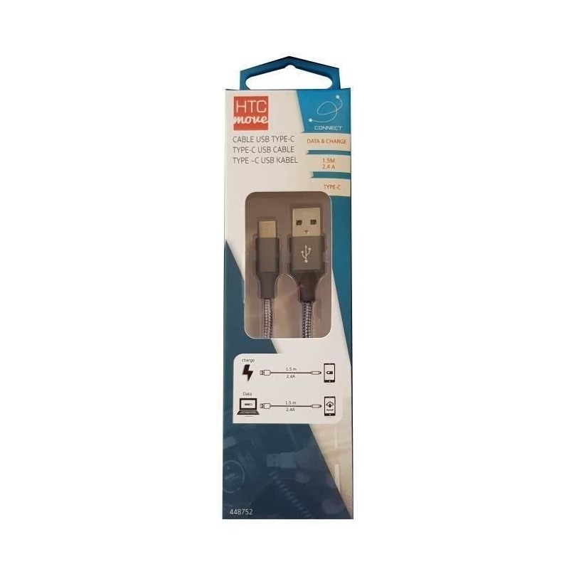 M500 Câble de charge et data avec adaptateur USB type C 2,4 A - Connecteurs a...