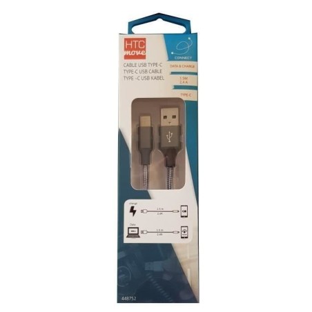 M500 Câble de charge et data avec adaptateur USB type C 2,4 A - Connecteurs a...