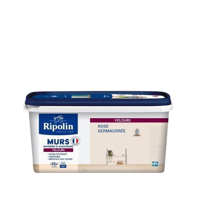 RIPOLIN Peinture Couleur Velours pour Murs, Boiseries Radiateurs - Rose