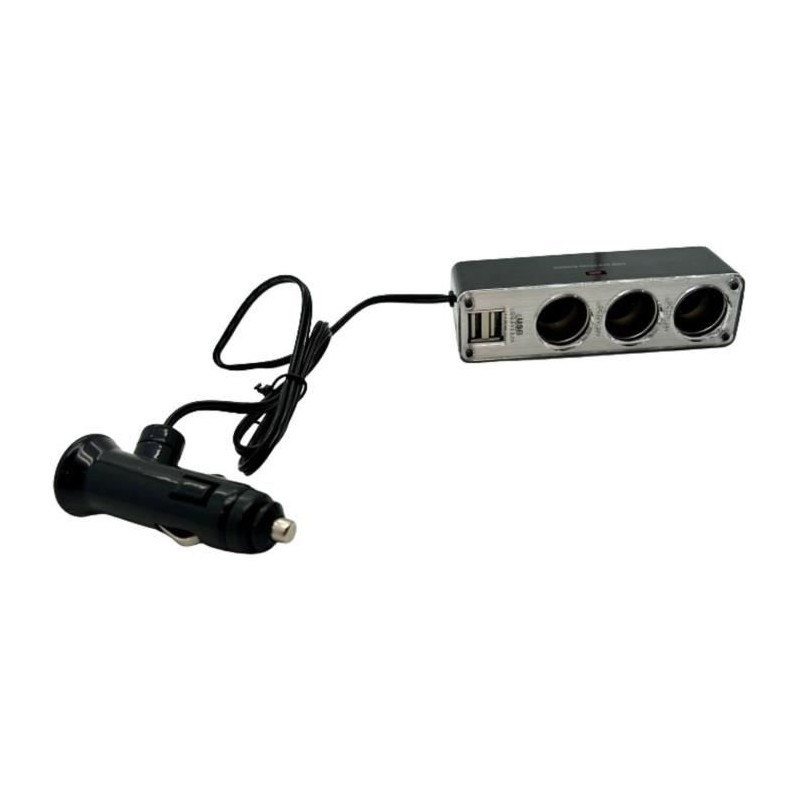 Triple prise allume-cigare 12/24V - HTC EQUIPEMENT - Avec deux USB 3.1A Total