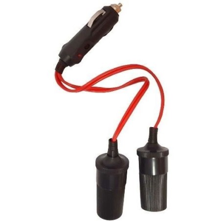 Double prise allume-cigare 12/24V - HTC EQUIPEMENT - Avec led 10A et Cable ro...