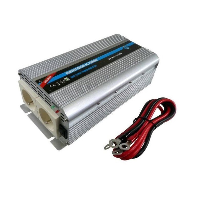 Convertisseur de tension - HTC TECHNIC - 24V/220 V - Puissance 1000 W - Avec ...