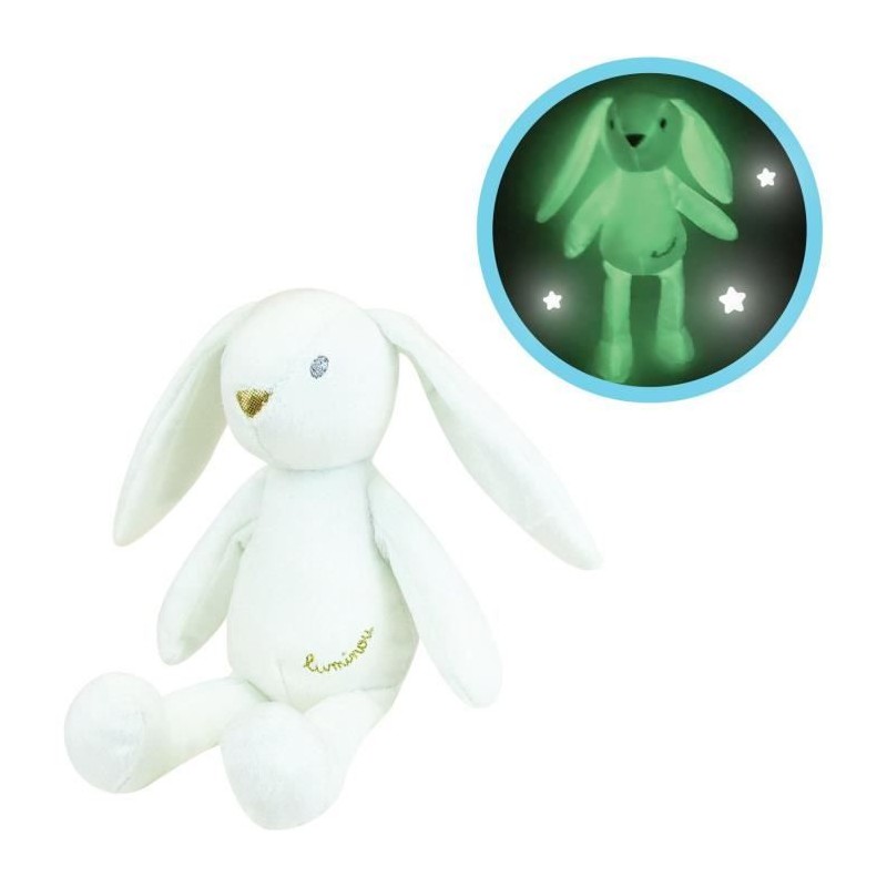 JEMINI Luminou Lapin blanc Peluche lumineuse naturelle fonctionne sans pile+/...