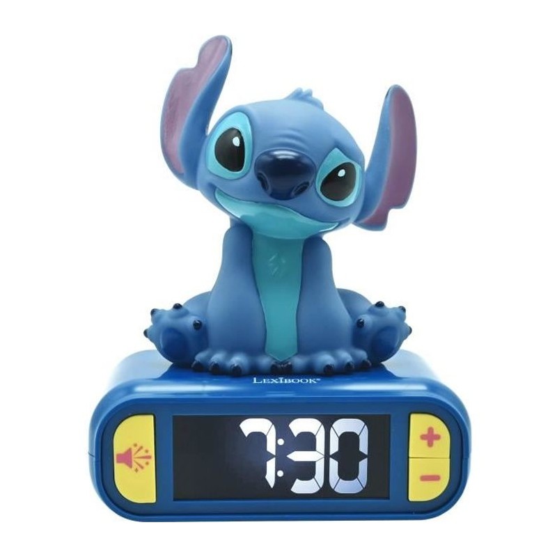LEXIBOOK - Réveil veilleuse Stitch - Sons et mélodies, écran LCD rétro-éclair...