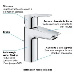 Mitigeur monocommande Lavabo GROHE QUICKFIX Start - Chromé - Economie d'eau -...