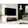 Meuble TV PILVI - Style contemporain - Décor Chene et Noir - 2 Abattants + 2 ...