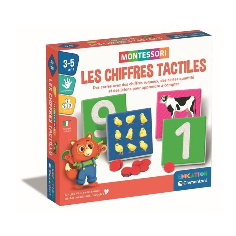 Montessori - Clementoni - Les chiffres tactiles - Jeu éducatif apprentissage ...