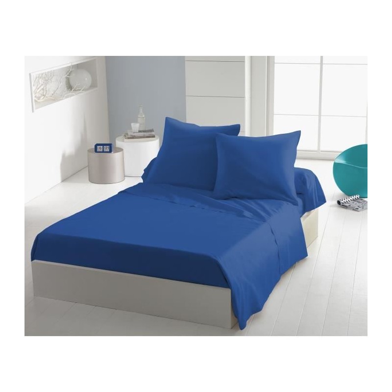 Drap plat - HOME LINGE PASSION - microfibre 82 g - 240 x 300 cm - Bleu