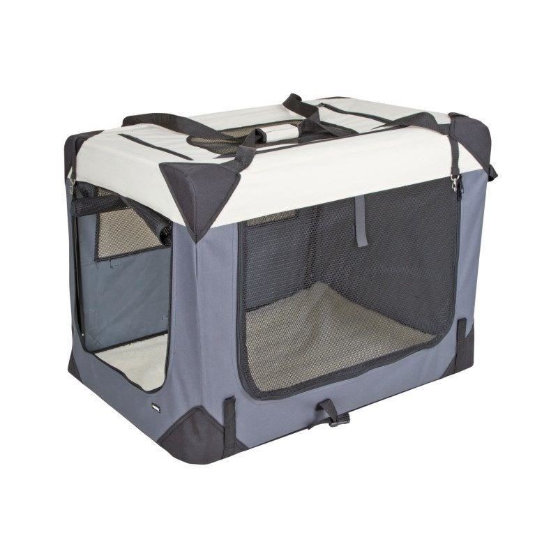 KERBL - Box de transport pour chien - JOURNEY - 81 x 58 x 58 cm - Gris / Beige