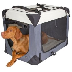 KERBL - Box de transport pour chien - JOURNEY - 81 x 58 x 58 cm - Gris / Beige