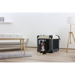 KERBL - Box de transport pour chien - JOURNEY - 81 x 58 x 58 cm - Gris / Beige