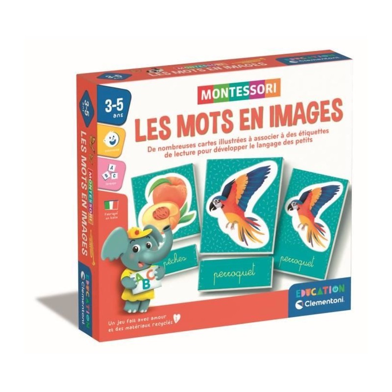 Montessori - Clementoni - Les mots en images - Jeu éducatif développement du ...