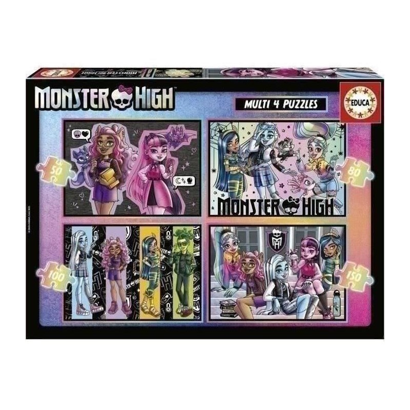 4 puzzles progressifs - EDUCA - Multi 4 Monster High 50-80-100-150