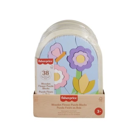 Fisher-Price-Puzzle Fleurs en Bois-Puzzle 37 pieces pour la maternelle HXT97