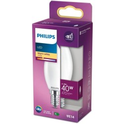 PHILIPS LED Classic 40W Flamme E14 Blanc Chaud Dépolie Non Dimmable