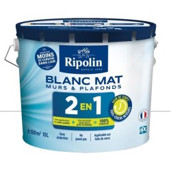 RIPOLIN Peinture blanche pour murs et plafonds - sous-couche intégrée - Blanc...