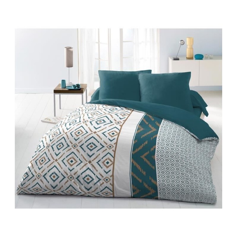 Parure de couette Microfibre ETHNO 220x240cm et 2 taies d'oreillers 63x63cm B...