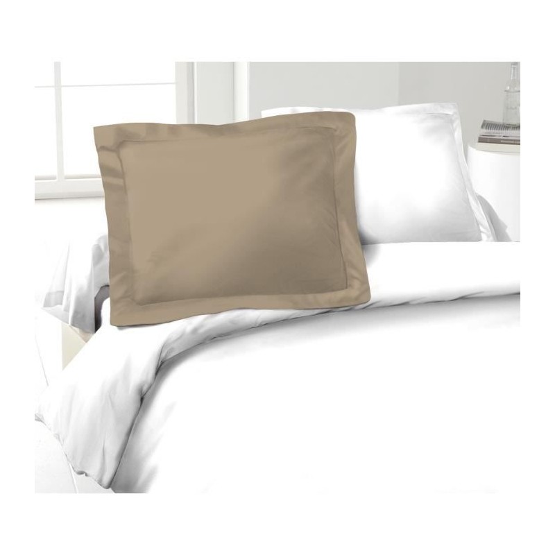 LOVELY HOME Lot de 2 Taies d'Oreillers 100% coton 50x70 cm - Beige