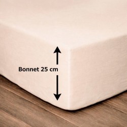 Drap housse - 100% coton - 90 x 190 + Bonnet 25 cm - LOVELY HOME