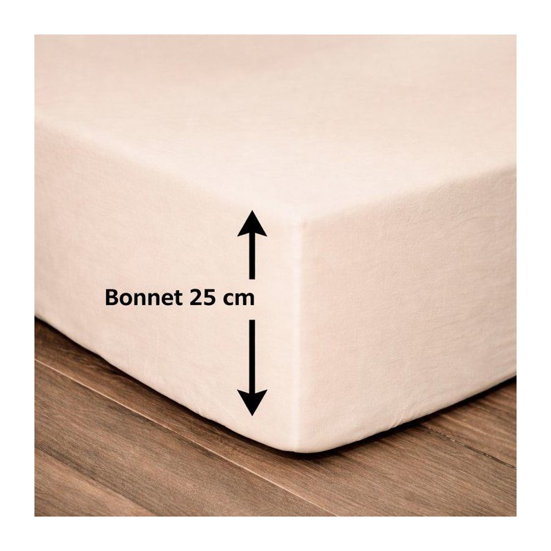 Drap housse - 100% coton - 90 x 190 + Bonnet 25 cm - LOVELY HOME