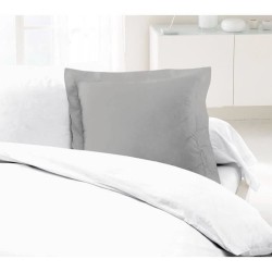 LOVELY HOME Lot de 2 Taies d'Oreillers 100% coton 63x63 cm - Gris clair