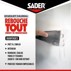 Enduit de rebouchage - SADER - Rebouche Tout - Pret a l'emploi - Trous et fis...