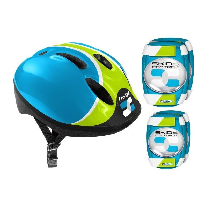 Set de protections COMBO BLEU pour cycle, roller et skateboard - SKIDS CONTROL
