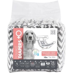 Couches pour chien - M PETS - DIAPERS Femelle L x10 - Tour de taille 32-52 cm...