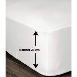 LOVELY HOME Drap Housse 100% coton 90x190x25 cm blanc