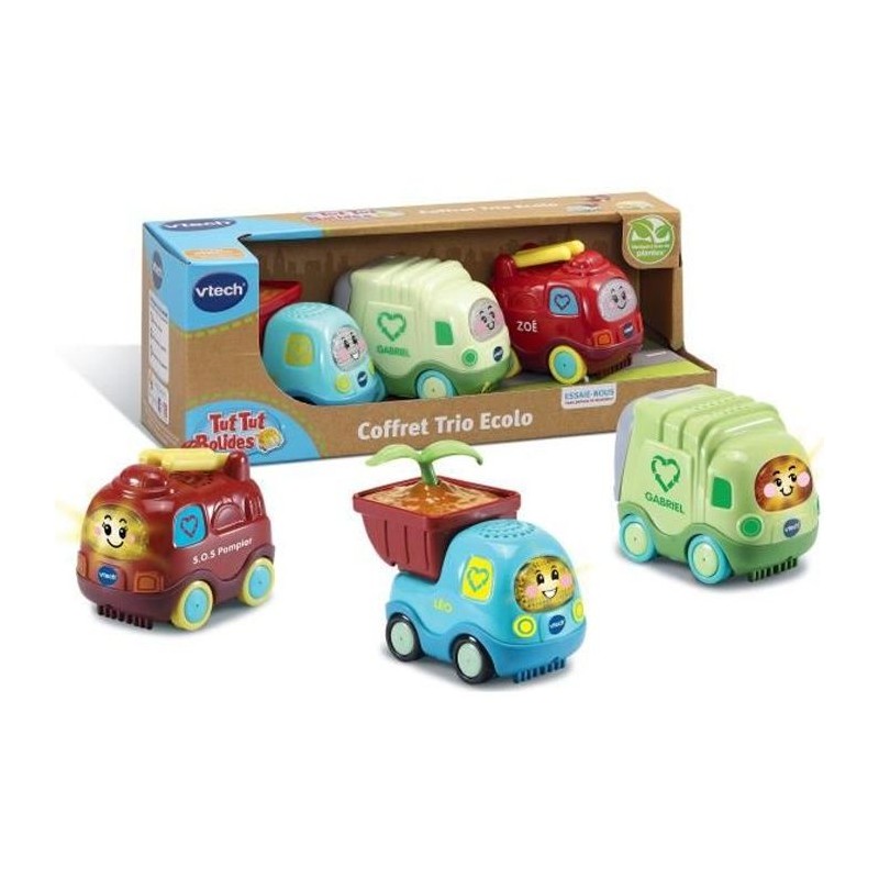 VTECH - Tut Tut Bolides - Coffret Trio Ecolo - Zoé Pompier, Léo P'tit Camion ...