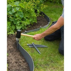 Piquets pour bordures de jardin - NATURE - Ancres en polypropylene gris - Lot...