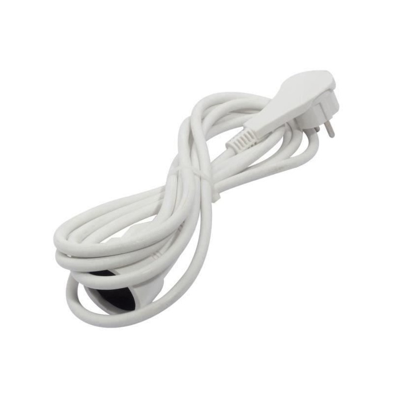 CHACON Prolongateur HO5VVF 3 x 1,5 mm²- 3 m - Avec fiche plate - Blanc