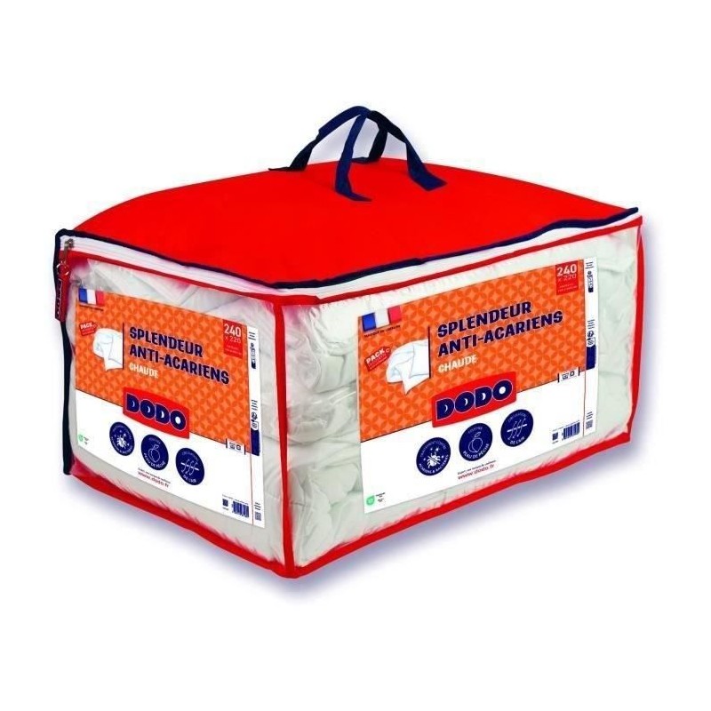 DODO Pack Couette chaude anti-acariens 220x240 cm + 2 oreillers 60x60 cm - Sp...