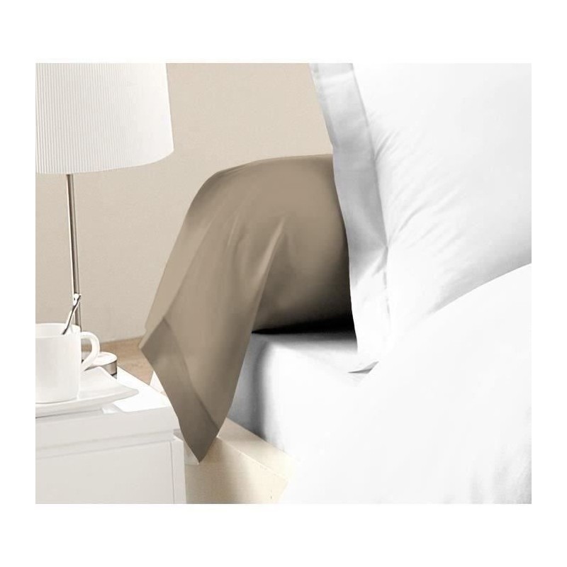 LOVELY HOME Lot de 2 Taies de Traversin 100% coton 85x185 cm - Beige