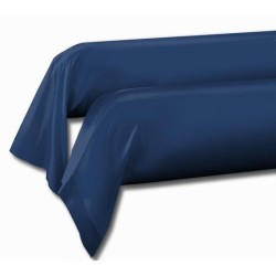LOVELY HOME Lot de 2 taies de traversin - 85 x 185 cm - 100% coton - Bleu