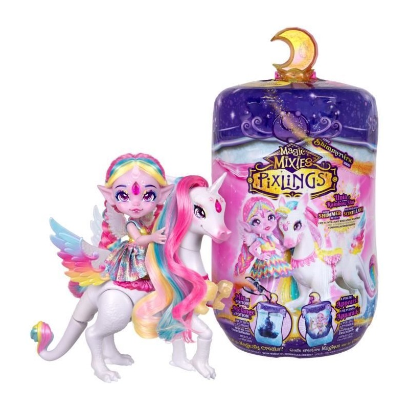 Poupée Pixling Unia et Cosmic - MAGIC MIXIES - Poupée et licorne en flacon, a...
