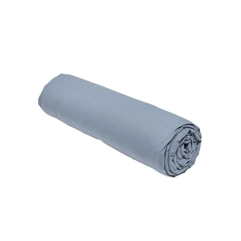Drap housse TODAY Essential - 90 x 190 cm - 1 personne - 100% Coton uni - Denim