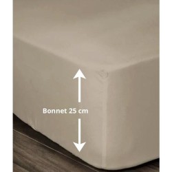 LOVELY HOME Drap Housse 100% coton 140x190x25 cm beige