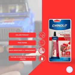 Colle spéciale plastiques - CYANOLIT - Fixation forte - Polyvalente pour plas...