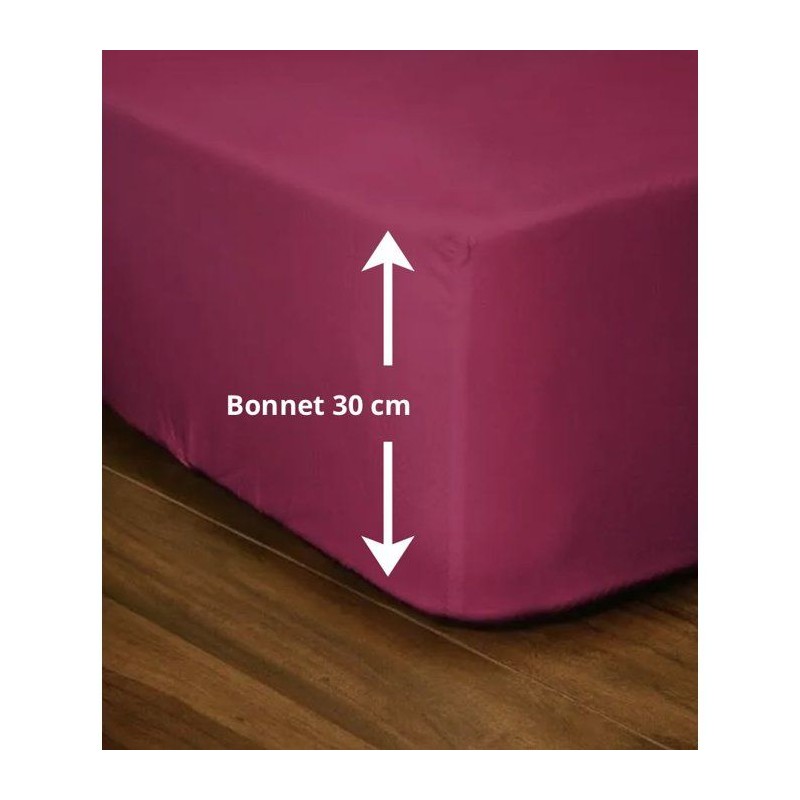 Drap-housse - LOVELY HOME - LH71612 - 140x190+30 cm - Fuchsia