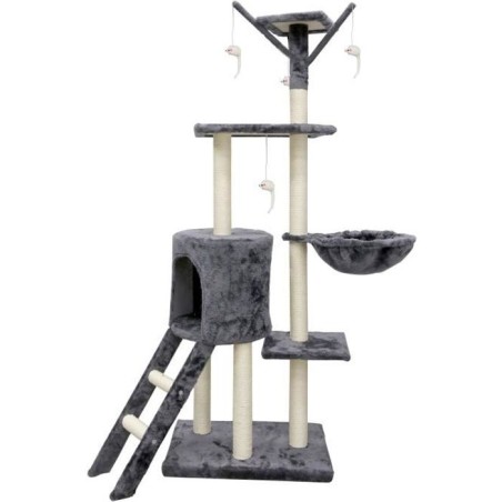 JIPSY Arbre a chat gris 79 x 34 x 138 cm - 3 plateformes, 1 perchoir, 1 niche...