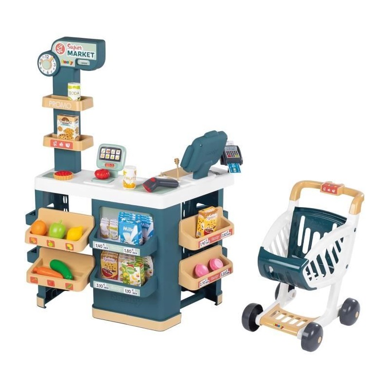 SMOBY - Marchande - Supermarché avec coin fruits et légumes- 42 accessoires i...