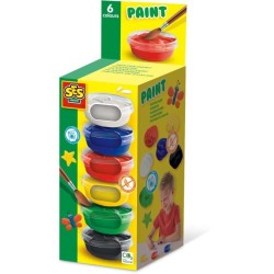 Gouache (6x45ml) - SES CREATIVE - Six couleurs : rouge, bleu, blanc,
