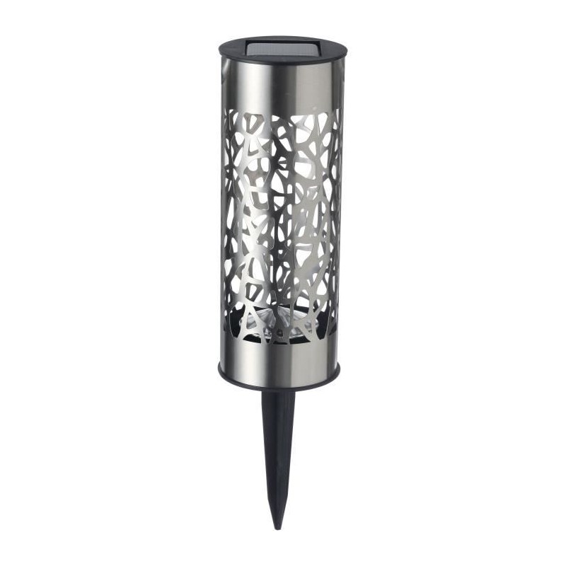 Borne solaire inox GALIX G4445 - A poser ou a planter - H28cm - Blanc chaud