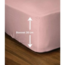 Drap-housse - LOVELY HOME - LH71627 - 160x200+30 cm - Rose