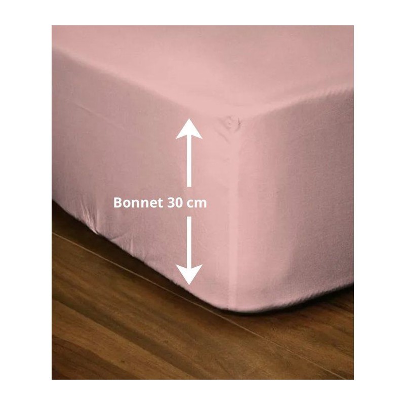 Drap-housse - LOVELY HOME - LH71627 - 160x200+30 cm - Rose