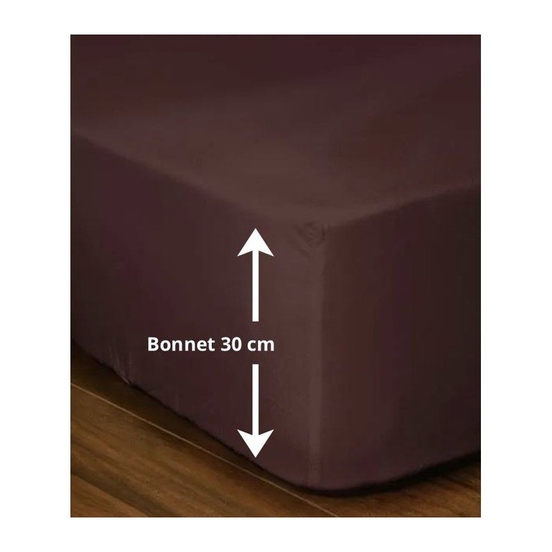 Drap-housse - LOVELY HOME - LH71595 - 160x200+30 cm - Marron