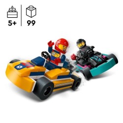 LEGO 60400 City Les Karts et les Pilotes de Course, Jouet avec 2 Karting, ave...