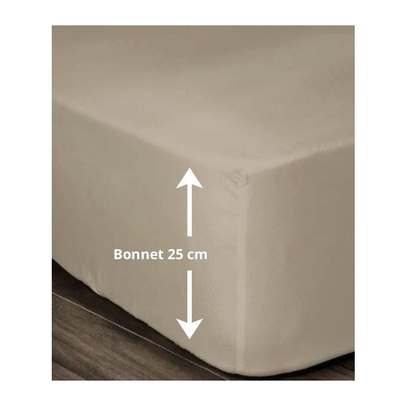 LOVELY HOME Drap Housse 100% coton 160x200x25 cm beige