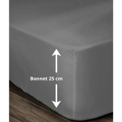 LOVELY HOME Drap Housse 100% coton 180x200x25 cm - Gris foncé